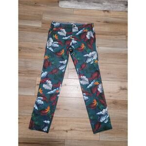 GAP Men's Pants Size 36x32 Green Tropical Palm Slim Fit Stretch Floral